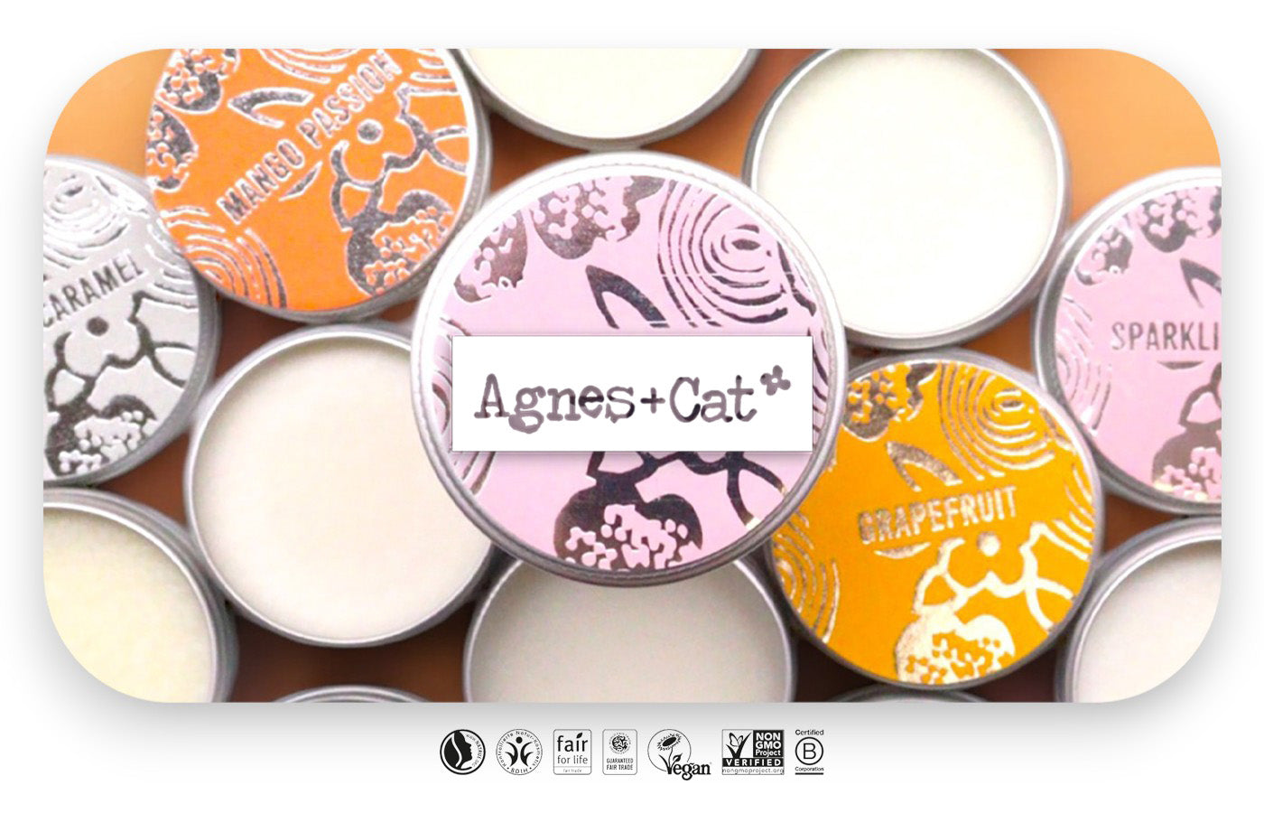 Vegane Handgemachte Kosmetik von Agnes+Cat für strahlende Haut. - Agnes+Cat, Naturkosmetik, vegane Kosmetik, handgemacht, nachhaltige Verpackung, Lippenbalsam, Seifen, pflanzliche Inhaltsstoffe, Hautpflege, umweltfreundlich. - biorundum
