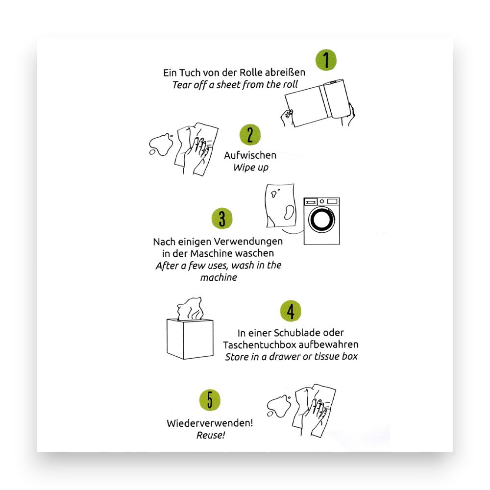 Waschbare und wiederverwendbare Tücher - Bambustücher, Bambus Küchenrolle, nachhaltig, umweltfreundlich, wiederverwendbar, Haushalt, pandoo, Recycle, Abholzung, Pflege, naturinhalt, naturkosmetik, biorundum