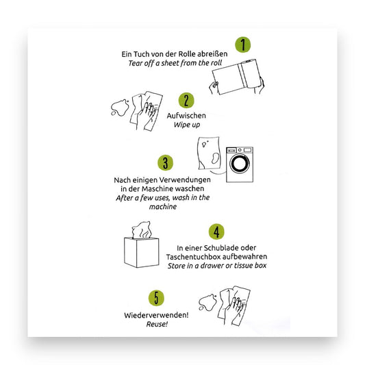 Waschbare und wiederverwendbare Tücher - Bambustücher, Bambus Küchenrolle, nachhaltig, umweltfreundlich, wiederverwendbar, Haushalt, pandoo, Recycle, Abholzung, Pflege, naturinhalt, naturkosmetik, biorundum