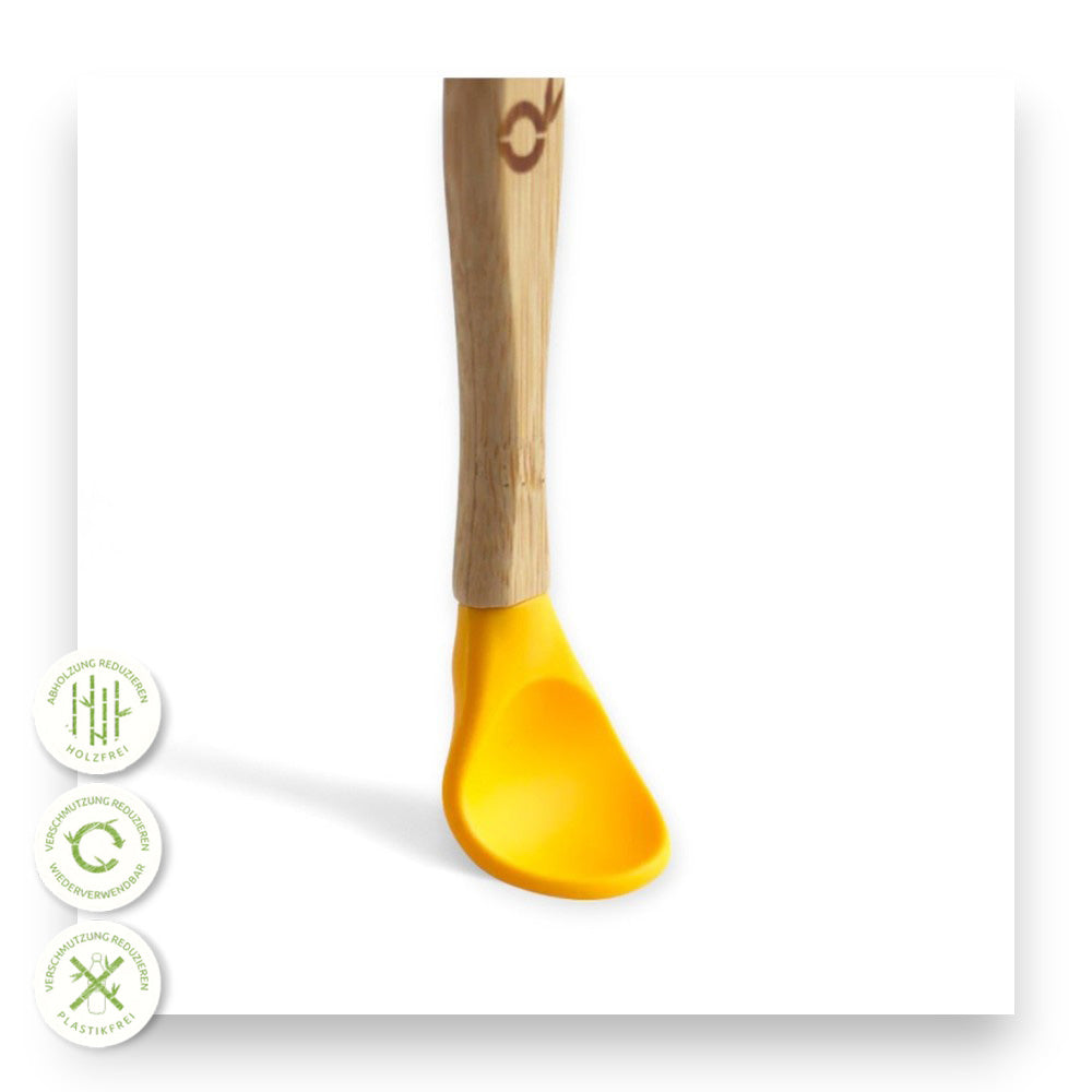 Sanfte Silikonspitzen für kleine Mündchen - Bambus Kinderlöffel, nachhaltige Produkte, Kinderessen, bunte Löffel, umweltfreundlich, Kindermöbel, Essgeschirr, Silikonlöffel, gesunde Ernährung, Picknickzubehör, Naturinhalt, biorundum