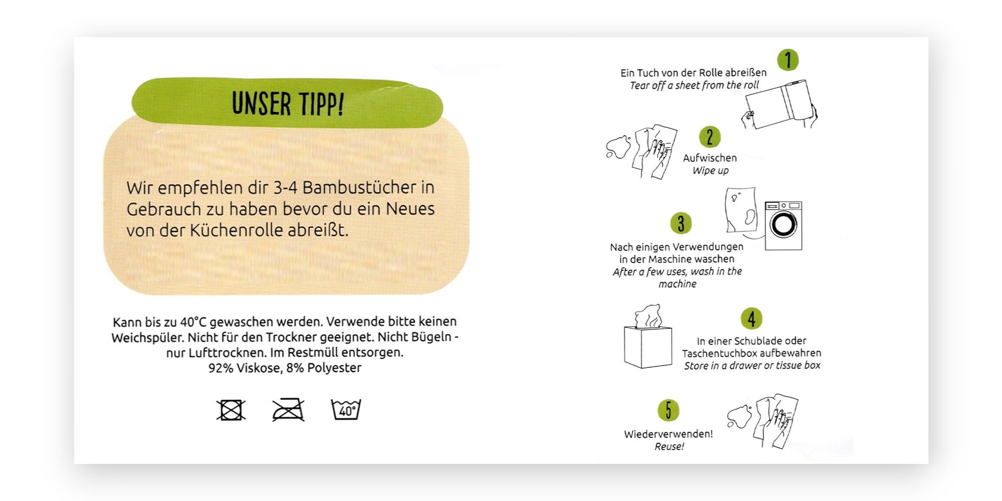 pandoo Bambustücher in der Küche - Bambustücher, Bambus Küchenrolle, nachhaltig, umweltfreundlich, wiederverwendbar, Haushalt, pandoo, Recycle, Abholzung, Pflege, naturinhalt, naturkosmetik, biorundum