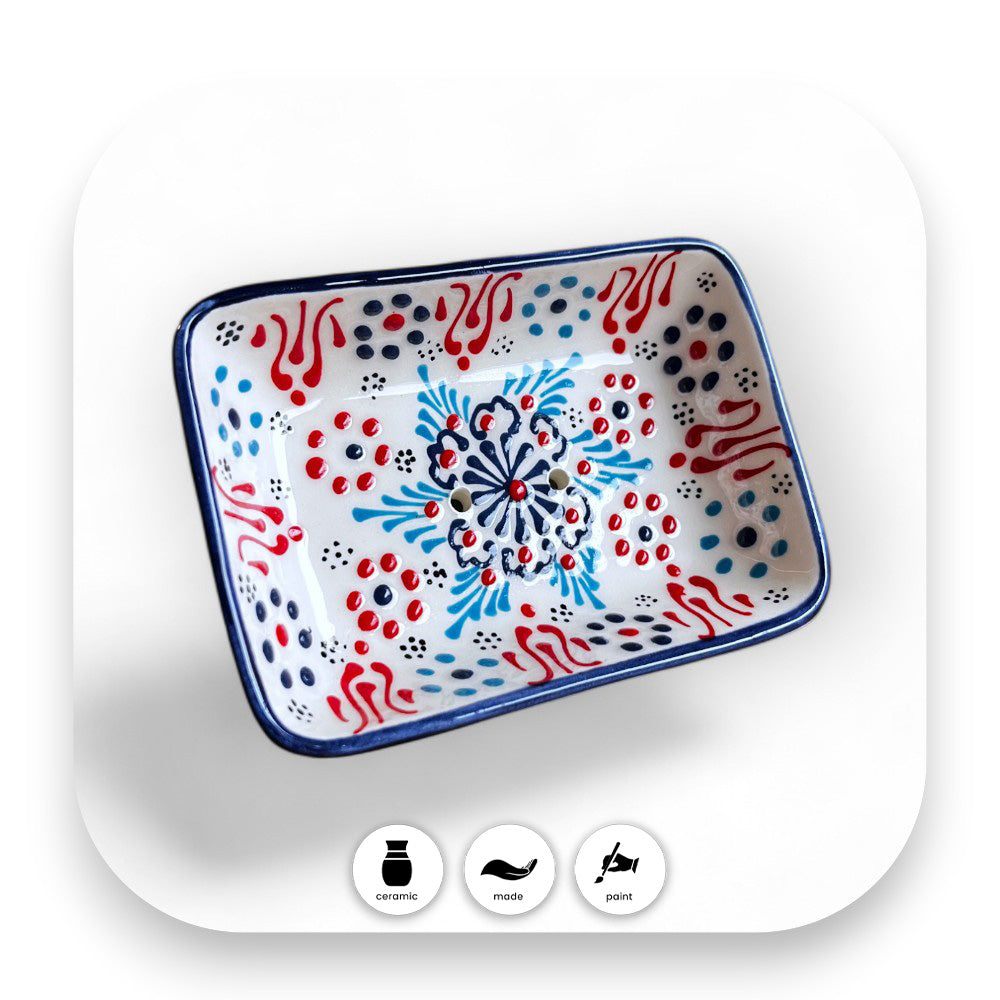 Nachhaltige und hochwertige Keramik Seifenschale - seifenschale, keramik seifenschale, handgefertigte keramik, iznik keramik, badezimmerdeko, geschenkideen, nachhaltige geschenke, kunstwerk, elegantes design, biorundum