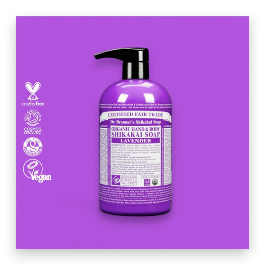 DR. BRONNER’S - Bio Sugar Soap Shikakai mit Lavendel für beruhigende Reinigung, 355ml