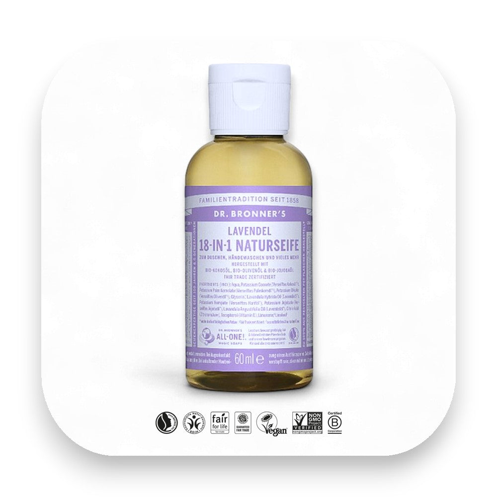 Naturseife Lavendel mit Bio-Ölen - Naturseife, Flüssigseife, Lavendelduft, vegane Seife, Bioseife, milde Reinigung, Naturkosmetik, Dr. Bronner’s, ätherisches Lavendelöl, Entspannungspflege