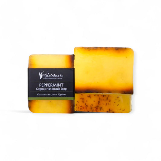 Bio Pfefferminzseife von Highland Soap Company - Naturseife, Pfefferminz, Highland Soap Company, Bio-Seife, vegane Körperpflege, Handseife, feuchtigkeitsspendend, ätherisches Öl, natürliche Inhaltsstoffe, Schottland, Bio-Kosmetik, Naturkosmetik, Naturinhalt, biorundum