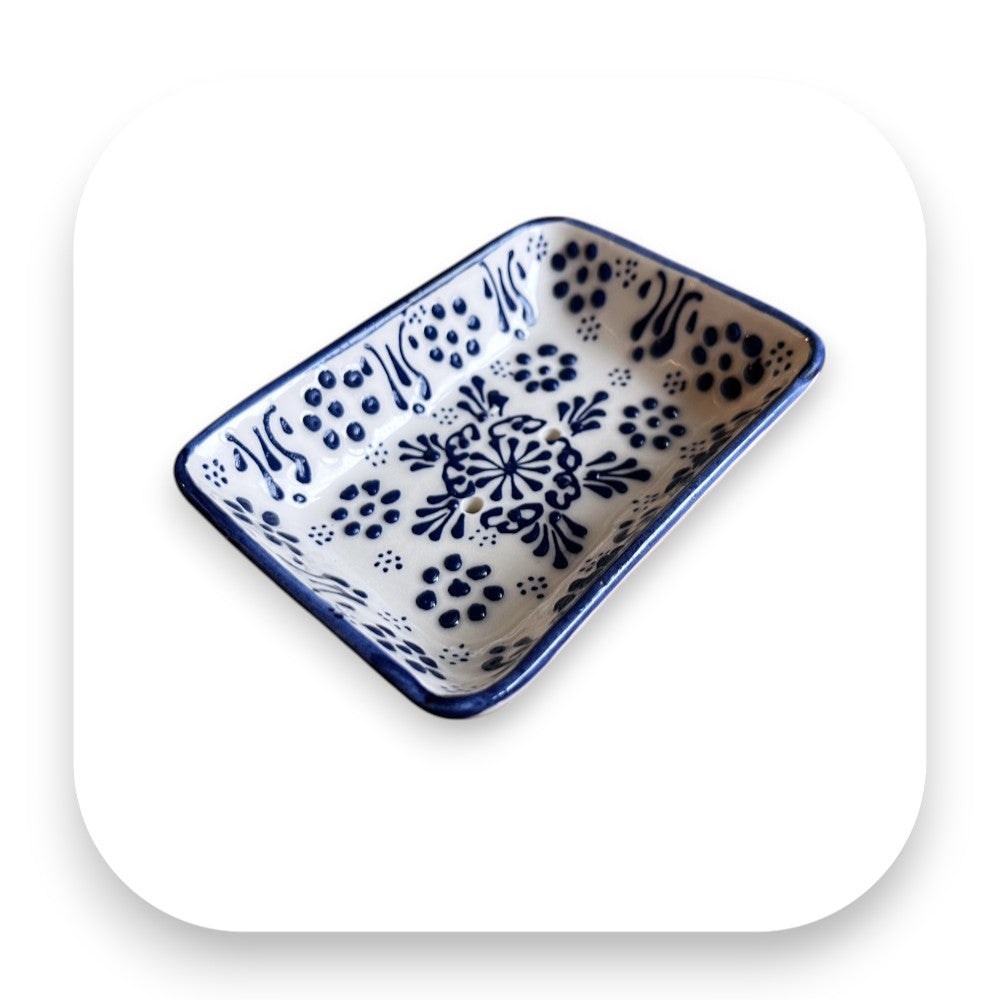 Atmungsaktives und dreidimensionales Muster - Seifenschale, Keramik, handgefertigt, blau, Badezimmer, nachhaltig, Deko, Geschenkidee, traditionell, Iznik, biorundum