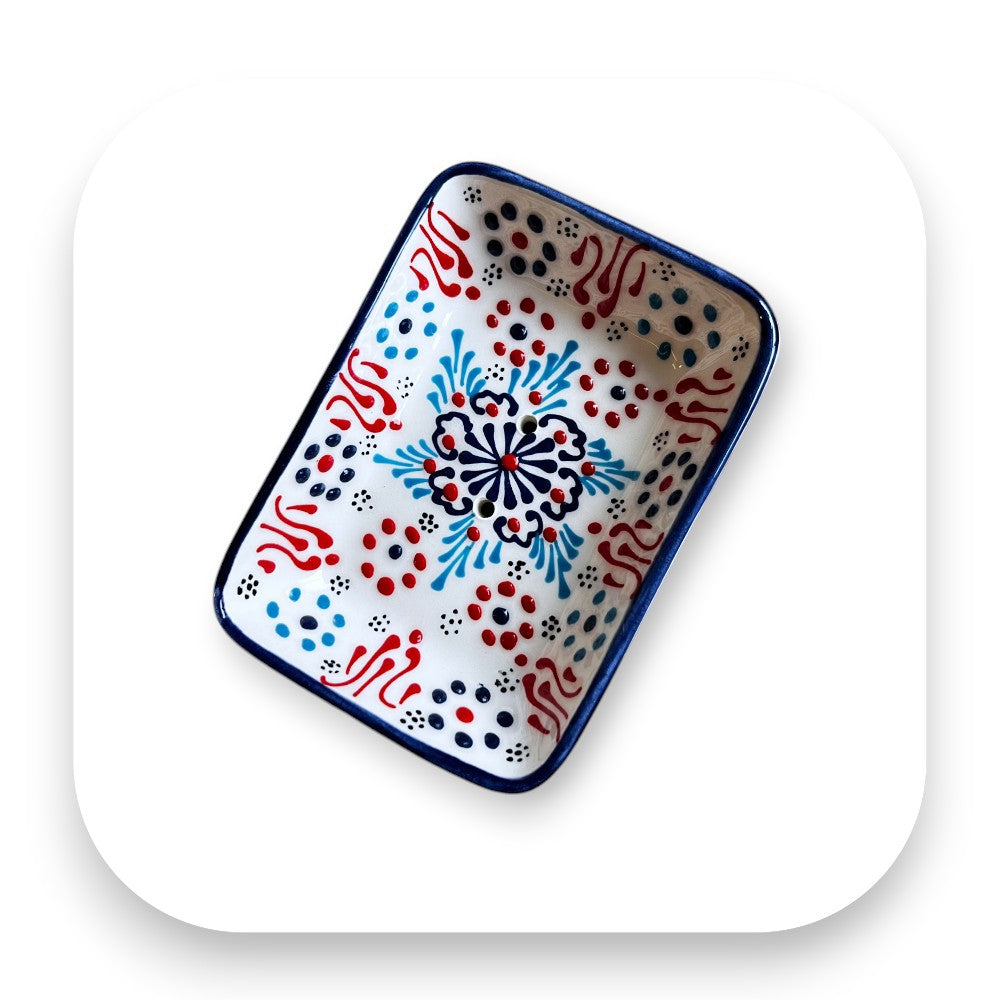 Bunte orientalische Muster der Keramik-Seifenschale - seifenschale, keramik seifenschale, handgefertigte keramik, iznik keramik, badezimmerdeko, geschenkideen, nachhaltige geschenke, kunstwerk, elegantes design, biorundum