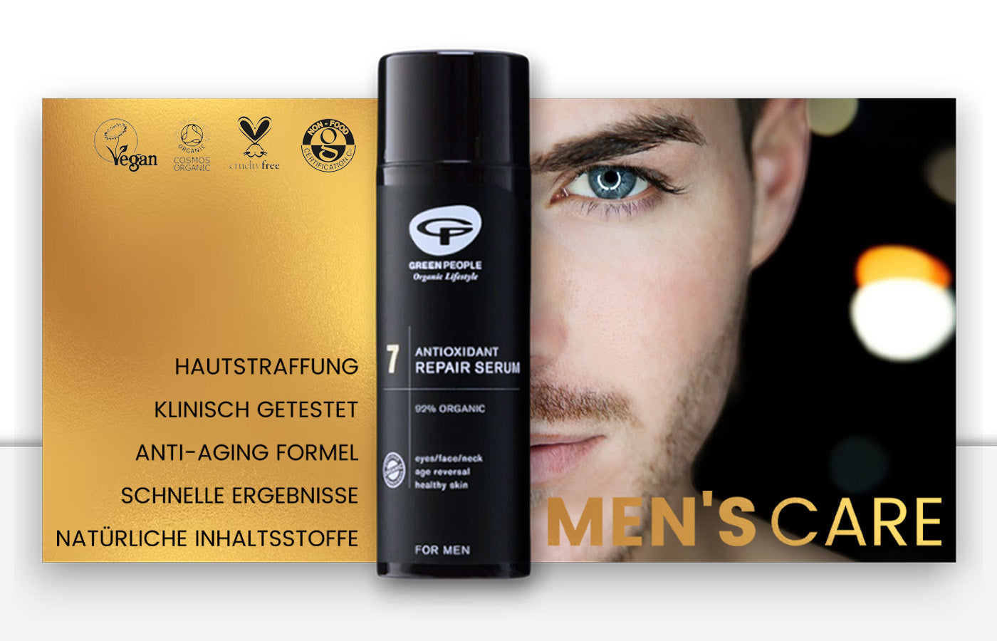 Männerpflege mit natürlicher Männerkosmetik mit bio-zertifizierten Inhaltsstoffen. - Mens Care, Männerpflege, Männerkosmetik, Bio-Shampoo, Bio-Duschgel, Männer Deo, Bio-Deodorant, Nachhaltigkeit, Vegan, Hautpflege, Naturkosmetik, Naturinhalt, Green People, biorundum