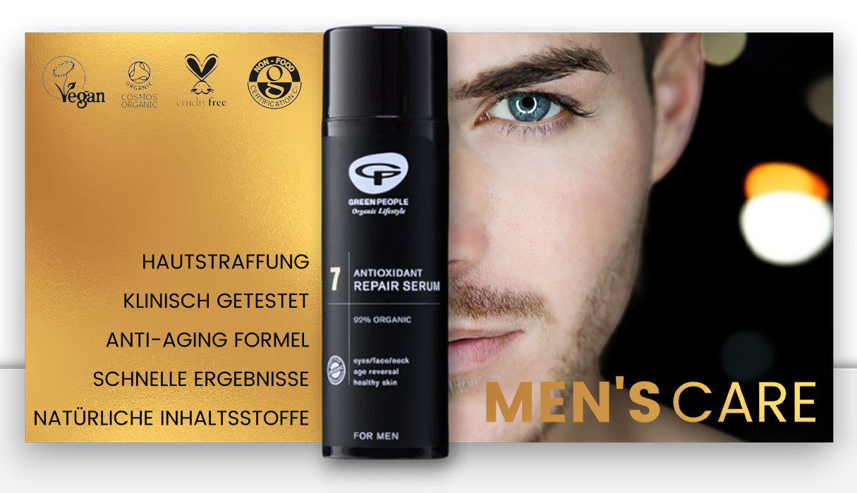 Männerpflege mit natürlicher Männerkosmetik mit bio-zertifizierten Inhaltsstoffen. - Männerpflege, Männerkosmetik, Bio-Shampoo, Bio-Duschgel, Männer Deo, Bio-Deodorant, Nachhaltigkeit, Vegan, Hautpflege, Naturkosmetik, Naturinhalt, Green People, biorundum