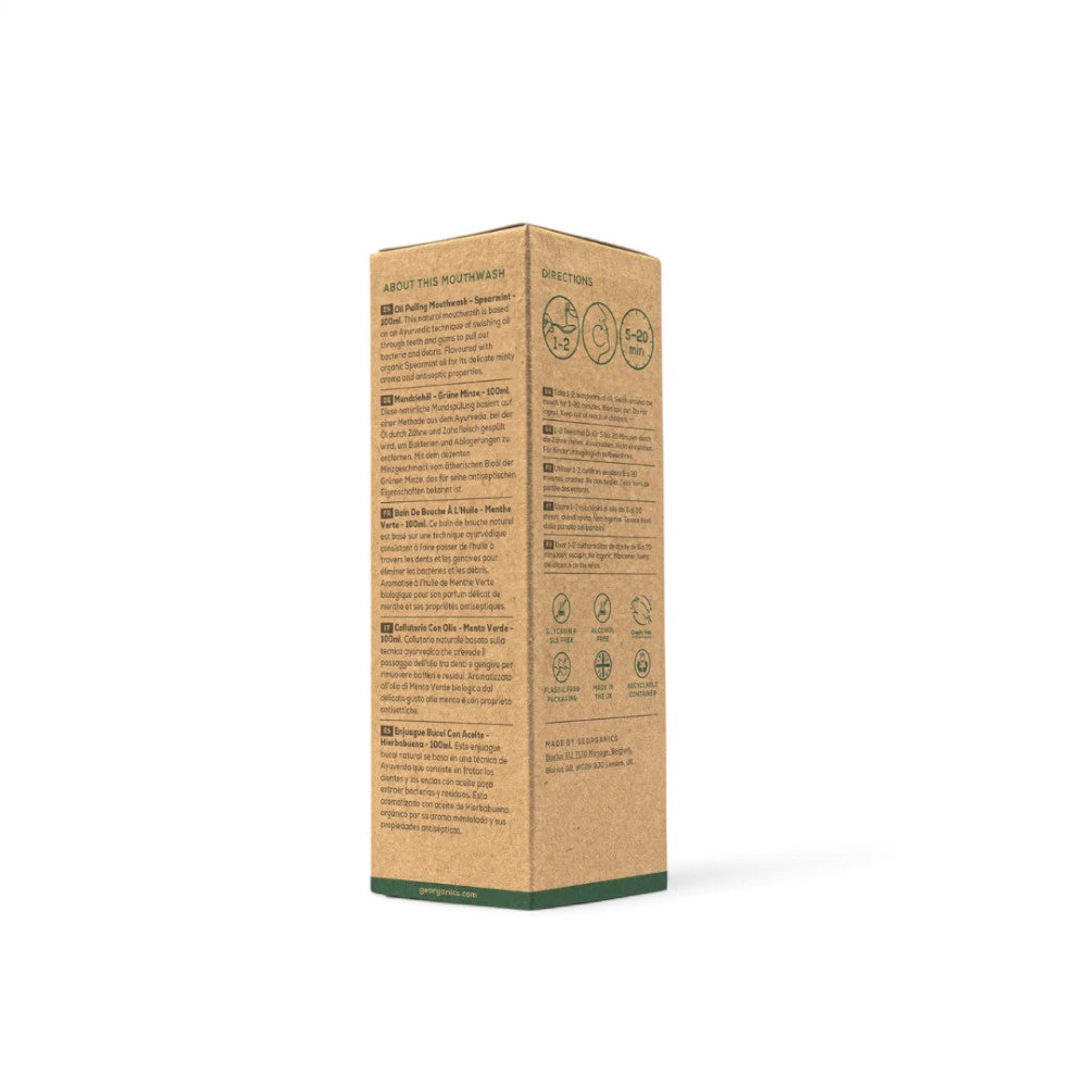 Mundspülung für gesunde Zähne mit Spearmint - Mundspülung, Georganics, Zahnfleischpflege, erfrischender Atem, natürliche Inhaltsstoffe, vegan, tierversuchsfrei, Mundhygiene, Spearmint - biorundum