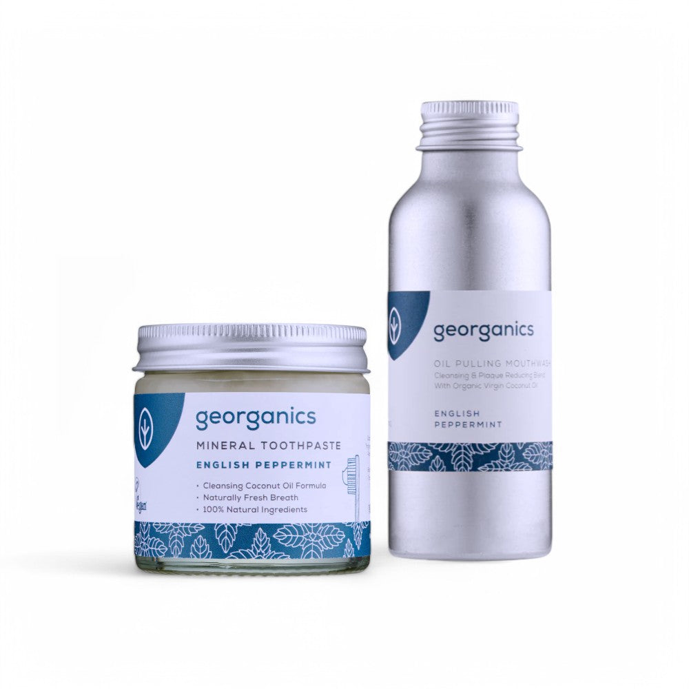Georganics, Zahnpasta, Mundwaschöl, Naturkosmetik, Vegan, Fluoridfrei, Schäumt nicht, English Peppermint, Mundpflege, Mineralstoffe, Umweltfreundlich - biorundum