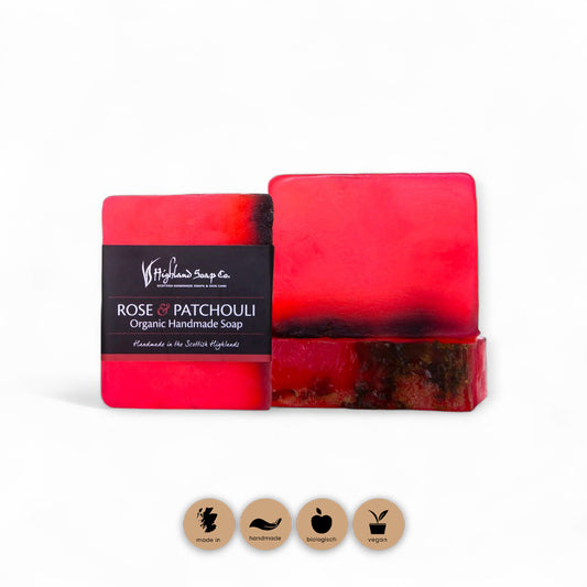 Naturseife Rose Patchouli - Naturseife, Patschuli, Patchouli, Highland Soap Company, Bio, vegan, Feuchtigkeit, Hautpflege, ätherische Öle, Handseife, nachhaltige Kosmetik, Seife, biorundum