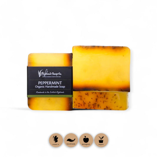 Naturseife Pfefferminz Blockseife - Naturseife, Pfefferminz, Highland Soap Company, Bio-Seife, vegane Körperpflege, Handseife, feuchtigkeitsspendend, ätherisches Öl, natürliche Inhaltsstoffe, Schottland, Bio-Kosmetik, Naturkosmetik, Naturinhalt, biorundum