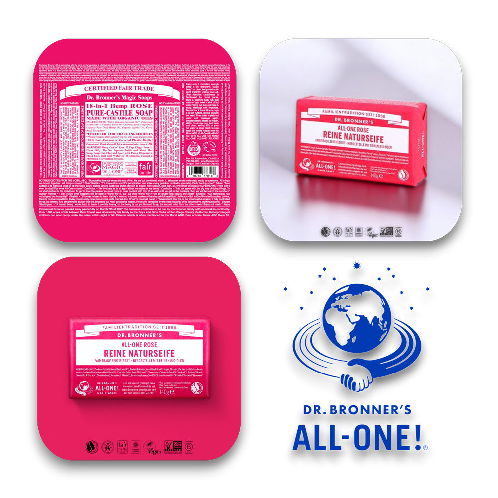 Dr Bronner Seife: Rosen für blühende Momente - dr bronner, seife, rose, rosenseife, bio, fair trade, hautpflege, vegan, elegant, frisch, biorundum