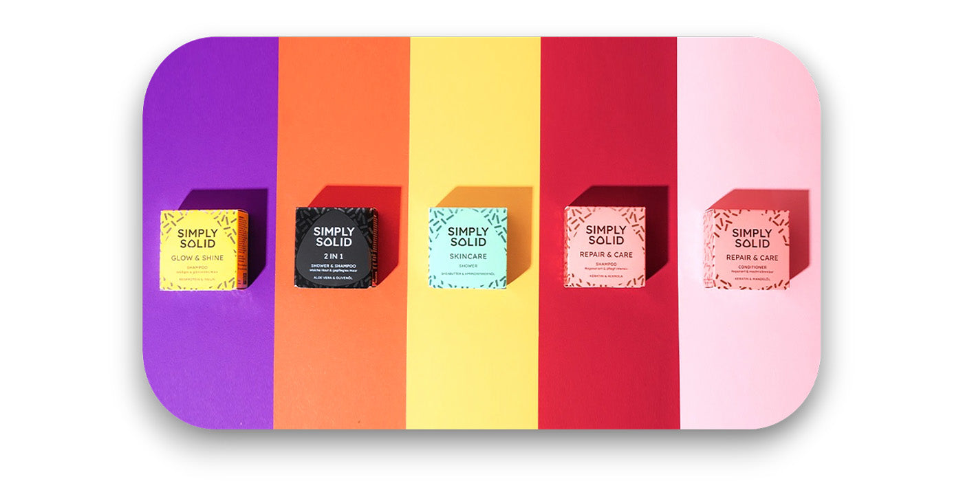 Simply Solid feste Shampoos und Showers – umweltfreundliche Haarpflege ohne Plastik. - Simply Solid, feste Shampoos, umweltfreundliche Haarpflege, natürliche Inhaltsstoffe, vegan, nachhaltig, Keratin, Acerola-Extrakt, plastikfrei, biorundum