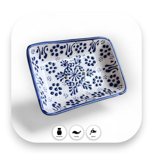 Exquisite handbemalte Details - Seifenschale, Keramik, handgefertigt, blau, Badezimmer, nachhaltig, Deko, Geschenkidee, traditionell, Iznik, biorundum