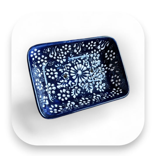 Stilvolles dunkelblaues Design - Seifenschale, Keramik, handgefertigt, dunkelblau, Badezimmer, Iznik, nachhaltig, Deko, Geschenkidee, traditionell, biorundum