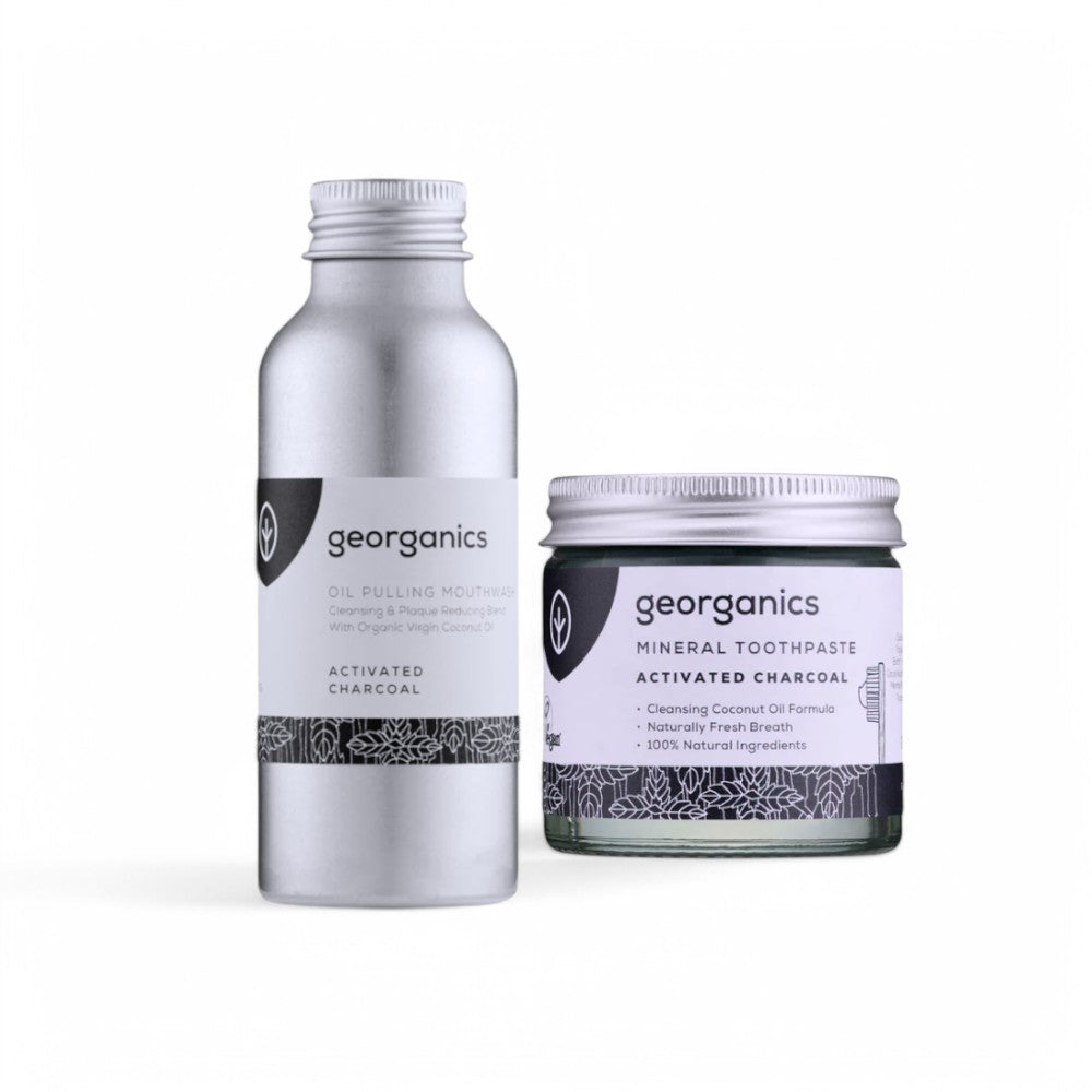 Ohne Fluoride und SLS, rein natürlich - Mundspülung, Georganics, Zahnfleischpflege, erfrischender Atem, natürliche Inhaltsstoffe, vegan, tierversuchsfrei, Mundhygiene, Aktivkohle - biorundum