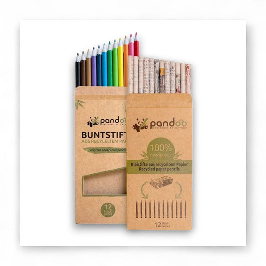 Nachhaltige Kreativprodukte - Buntstifte, Bleistifte, pandoo, vegane Stifte, nachhaltig, Zeichenstifte, Malstifte, Kunstbedarf, Recycling, Kinderkunst, Naturinhalt, Naturkosmetik, biorundum