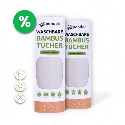Doppelpack Bambustücher reduziert – wiederverwendbar, umweltfreundlich & praktisch. Jetzt zugreifen bei biorundum! - Bambustücher, Bambus Küchenrolle, nachhaltig, umweltfreundlich, wiederverwendbar, Haushalt, pandoo, Recycle, Abholzung, Pflege, naturinhalt, naturkosmetik, biorundum