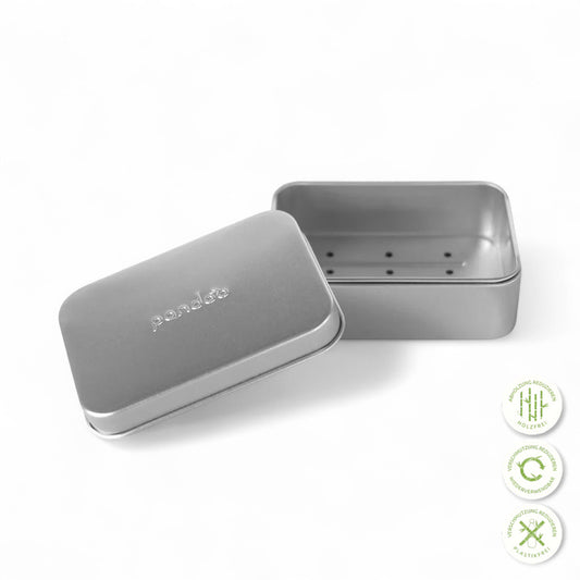 Trockene und hygienische Aufbewahrung - Aluminiumbox, Seifenbox, Seifendose, plastikfrei, nachhaltige Produkte, Reisebedarf, Aufbewahrung, Hygiene, modernes Design, vielseitig, Naturinhalt, biorundum