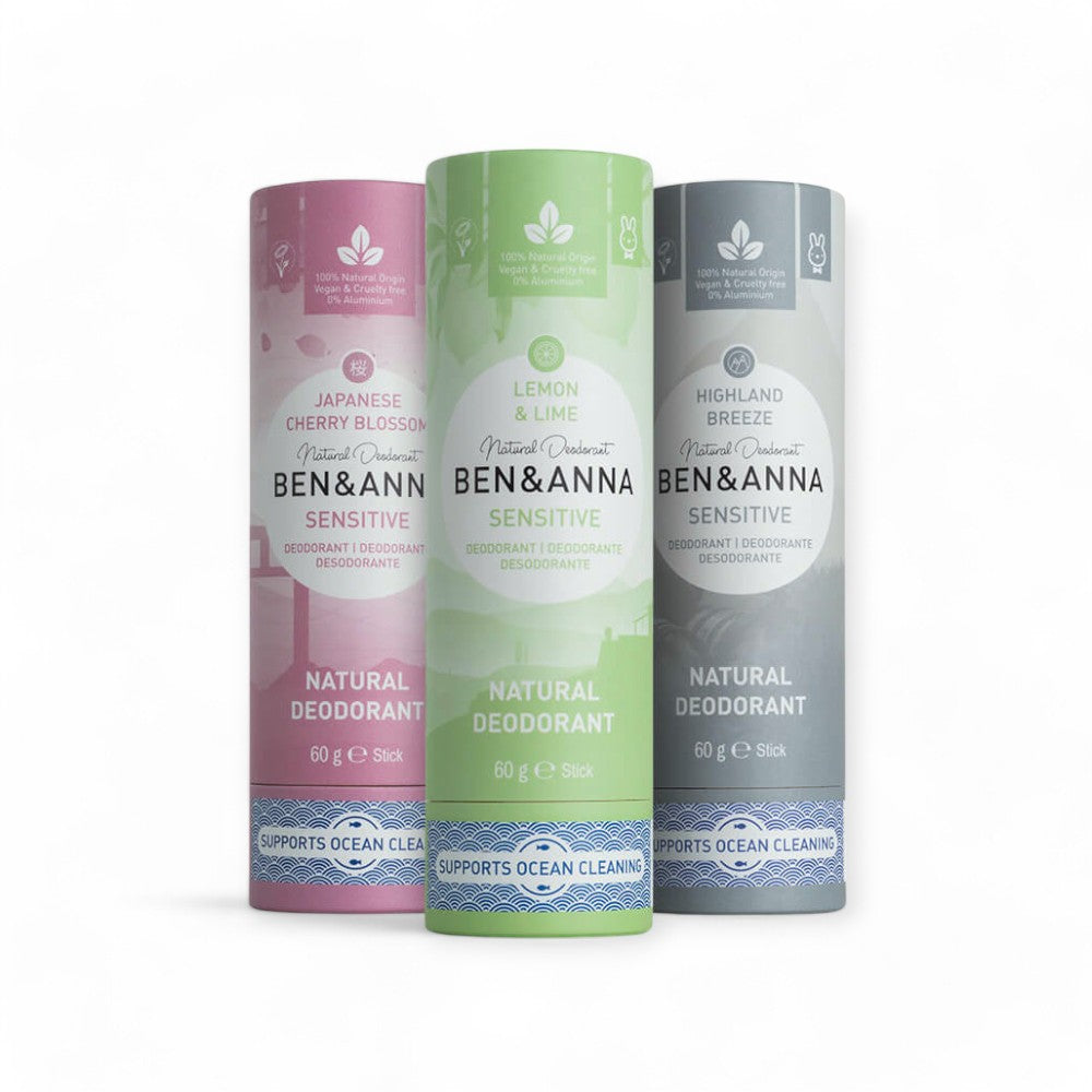 „BEN & ANNA Deodorant Sensitive geeignet für empfindliche Haut“ - Vegan, Naturkosmetik, Deodorant, sensitive, Highland Breeze, Japanese Cherry Blossom, Persian Lime, Deosticks, 60g Deo, umweltfreundlich, natürliche Inhaltsstoffe, unisex, nachhaltige Pflege - biorundum