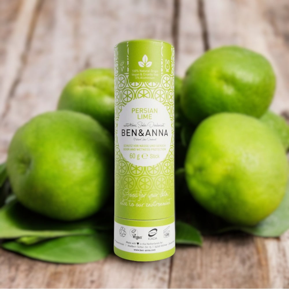 Natürliches und veganes Persian Lime Deo von Ben & Anna - Persian Lime, Deodorant, Vegan, Ben & Anna, Naturkosmetik, Nachhaltigkeit, Aluminiumfrei, Zitrusduft, Plastikfrei, Hautfreundlich - biorundum