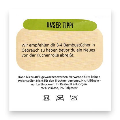 Umweltfreundliche Küchenrolle aus Bambus - Bambustücher, Bambus Küchenrolle, nachhaltig, umweltfreundlich, wiederverwendbar, Haushalt, pandoo, Recycle, Abholzung, Pflege, naturinhalt, naturkosmetik, biorundum
