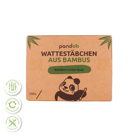 Bambus Wattestäbchen in Packung - Bambus, Wattestäbchen, nachhaltig, kompostierbar, Bio-Baumwolle, umweltfreundlich, vegan, Hautpflege, Hygiene, Allergikerfreundlich, Naturinhalt, biorundum