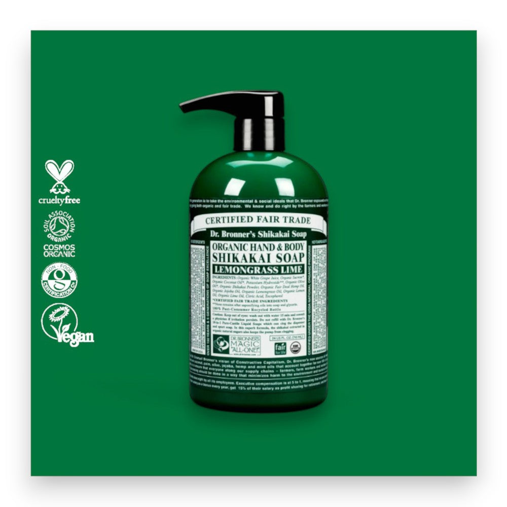 DR. BRONNER’S BIO SUGAR SOAP - Zitronengras-Limette mit erfrischender Duftnote, 355ml