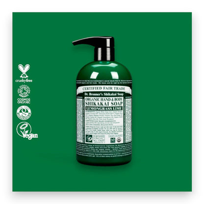 DR. BRONNER’S BIO SUGAR SOAP - Zitronengras-Limette mit erfrischender Duftnote, 355ml