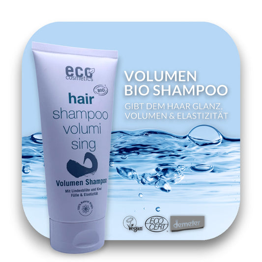 Eco Cosmetics Volumen Shampoo mit Bio Lindenblütetags: Volumen, Shampoo, Eco Cosmetics, Naturkosmetik, Bio, Lindenblüte, Kiwi, Haare, Pflege, vegan