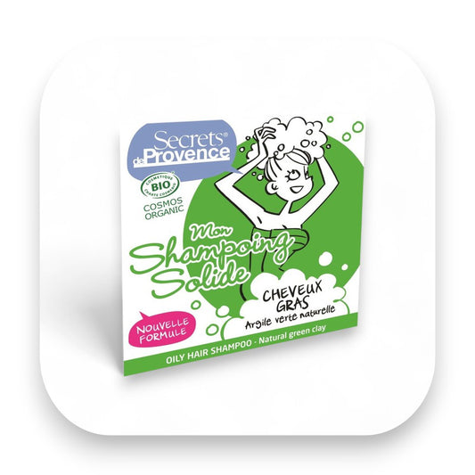 Festes Shampoo für fettiges Haar: fettiges Haar, festes Shampoo, Bio, Secrets de Provence, Pflanzenöle, grüne Tonerde, regulierend, mild, vegan, Haarpflege, biorundum