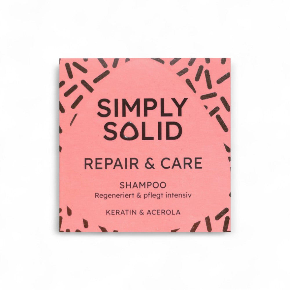 Festes Repair & Care Shampoo von Simply Solid - Shampoos, Shampoobar, vegane Haarpflege, nachhaltige Produkte, Umweltfreundlich, gesundes Haar, Shampoo für jedes Haar, Shampoo für empfindliche Kopfhaut, biorundum Shampoos, feste Shampoos - biorundum