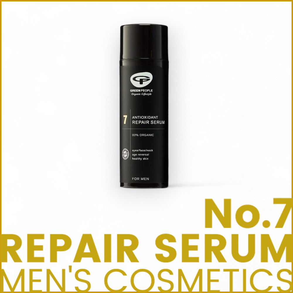 Männerkosmetik No. 7 Repair-Serum mit Bioinhalt - Männerkosmetik, Bioinhalt, Naturkosmetik, Anti-Aging-Serum, vegan, straffende Haut, natürliche Pflege, Augenserum, Green People for Men, Naturinhalt - biorundum