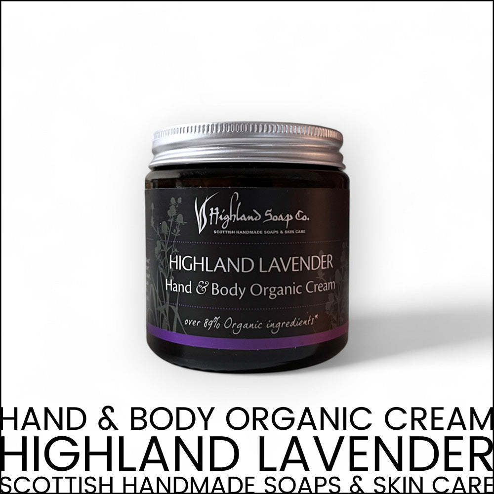 "Beruhigende Körperlotion Highland Lavendel Creme in 120ml:" Naturinhalt, Körperlotion, Highland Soap Company, Vegan, Gesichtscreme, natürliche Pflege, Naturkosmetik, Creme mit Lavendelöl, Hautpflege, hypoallergen und vegan. - biorundum