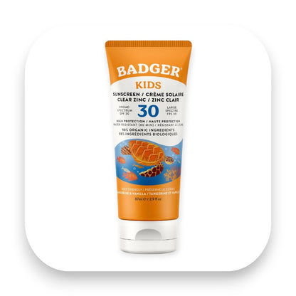 Wasserfeste Sonnencreme Badger schützt empfindliche Kinderhaut - Sonnencreme, badger, spf30, baby, kinder, mineralisch, wasserfest, biologisch abbaubar, uv schutz, empfindliche haut, biorundum