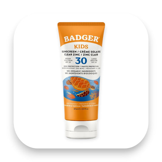 Wasserfeste Sonnencreme Badger schützt empfindliche Kinderhaut - Sonnencreme, badger, spf30, baby, kinder, mineralisch, wasserfest, biologisch abbaubar, uv schutz, empfindliche haut, biorundum