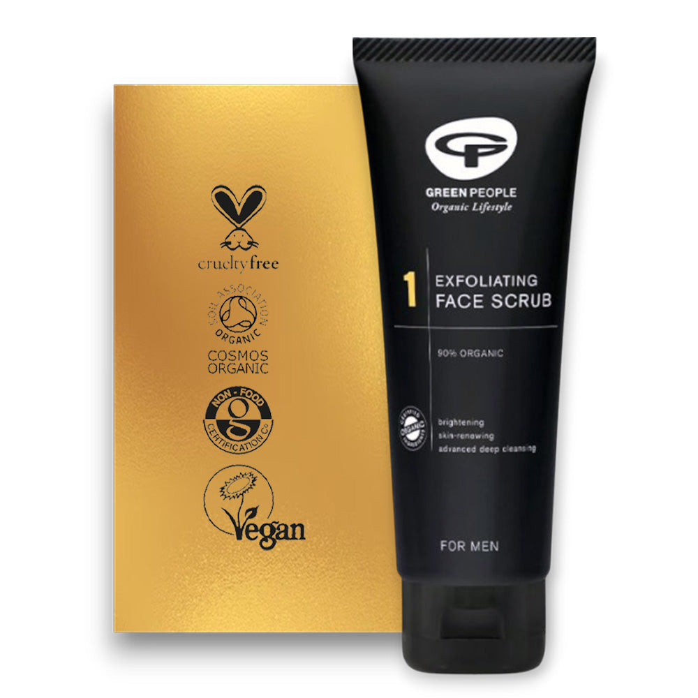 Männer Peeling EXFOLIATING FACE SCRUB - Männer Peeling, Männerpflege, Green People, Bio-Kosmetik, Gesichtspeeling, natürliche Hautpflege, empfindliche Haut, veganes Peeling, umweltfreundlich, Männerhaut, Naturinhalt, biorundum