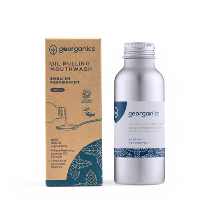 Erfrischende Mundspülung von Georganics - Mundspülung, Georganics, Zahnfleischpflege, erfrischender Atem, natürliche Inhaltsstoffe, vegan, tierversuchsfrei, Mundhygiene, englische Pfefferminze- biorundum
