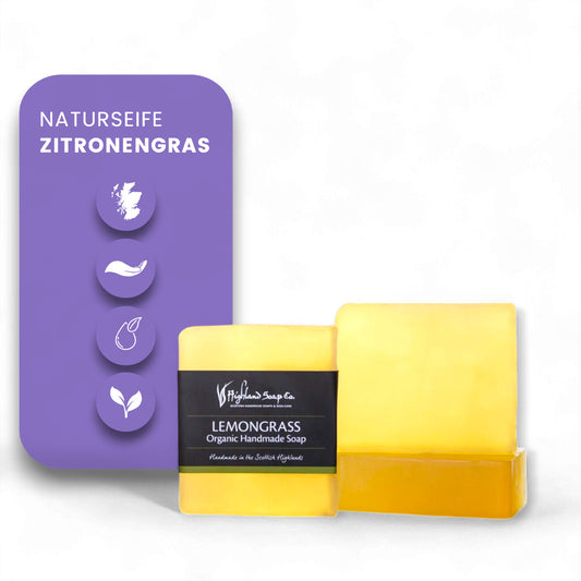 Bio-Zitronengras Handseife im Block - naturseife, zitronengras, highland soap company, seife, handgemacht, bio, vegan, hautpflege, frisch, feuchtigkeitsspendend, Naturkosmetik, Bio-Kosmetik, biorundum