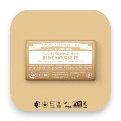 Sandelholz-Jasmin – natürliche Pflege für die Haut - dr bronner, seife, sandelholz, bio, fair trade, hautpflege, vegan, nachhaltig, jasmin, natur, biorundum