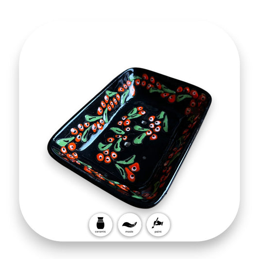 Leuchtende Farben in traditionellem Design - Seifenschale, Keramik, handgefertigt, Sanddorn, Badezimmer, nachhaltig, Deko, Geschenkidee, traditionell, Iznik, biorundum
