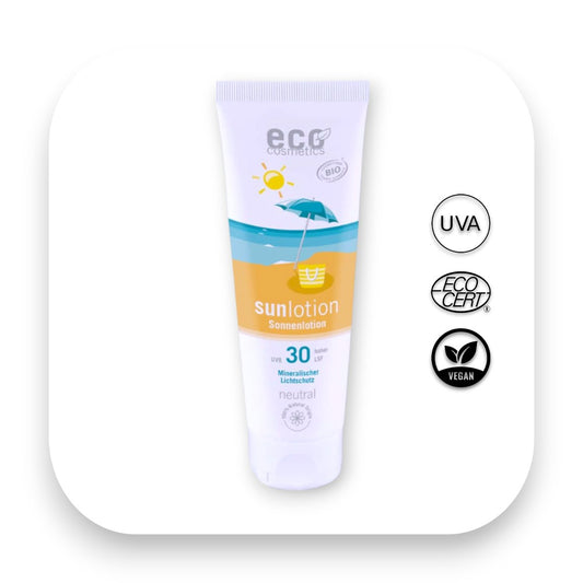 Wasserfeste Sonnenlotion mit Bio Ölen für intensive Hautpflege - Sonnenlotion, eco cosmetics, lsf30, mineralisch, bio aloe vera, empfindliche haut, wasserfest, gesichtspflege, körperpflege, sonnenschutz, biorundum