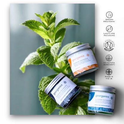 Georganics, Zahnpasta, Mundwaschöl, Naturkosmetik, Vegan, Fluoridfrei, Schäumt nicht, English Peppermint, Spearmint, Aktivkohle, Mundpflege, Mineralstoffe, Umweltfreundlich, Plastikfrei, Naturinhalt - biorundum
