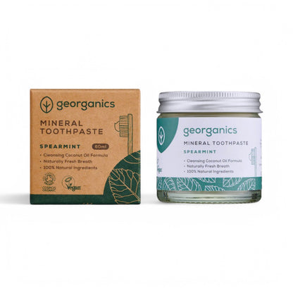 Mineralstoffreiche vegane Zahnpasta von Georganics - Zahnpasta, vegan, fluoridfrei, Naturkosmetik, Spearmint, mineralstoffreich, umweltfreundlich, Mundpflege, sanfte Zahnpflege, Ethik - biorundum