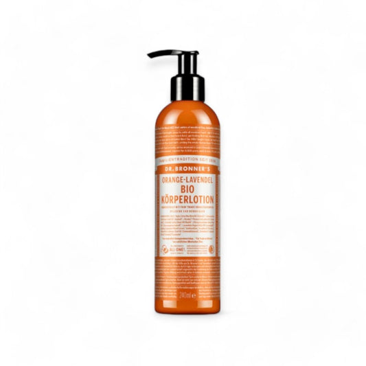 Bio Körperlotion mit Orange - Dr. Bronner Bio Körperlotionen - Bodylotion, Bio Körperlotion, Dr. Bronner, natürliche Hautpflege, vegane Lotion, Jojobaöl, essentielle Öle, feuchtigkeitsspendend, nachhaltig, frei von Chemikalien, pH-balanced, Hautpflege, Pflegeprodukte, Aromatherapie, Umweltschutz