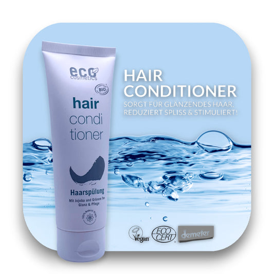 Eco Haarspülung mit Bio Jojoba und grünem Teetags: Haarspülung, Eco Cosmetics, Bio, Jojoba, grüner Tee, vegan, Haarpflege, Naturkosmetik, Conditioner, nachhaltig, biorundum