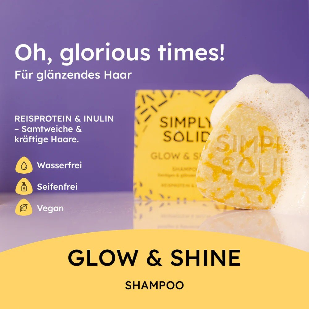 Festes Shampoo Glow Shine (60g) – für strahlendes & gesundes Haar - Shampoo Bar - Aprikosenkernöl - biorundum