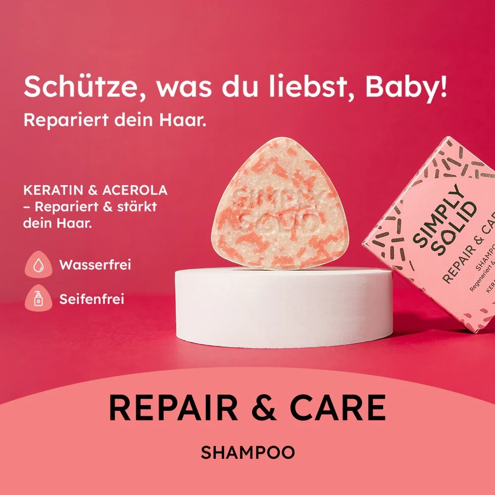 Festes Shampoo Repair & Care (60g) – für strapaziertes Haar - Shampoo Bar - Bio - Hautpflege - biorundum